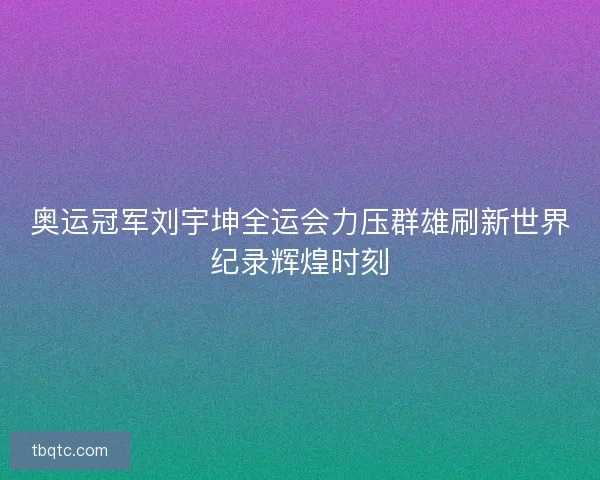 奥运冠军刘宇坤全运会力压群雄刷新世界纪录辉煌时刻