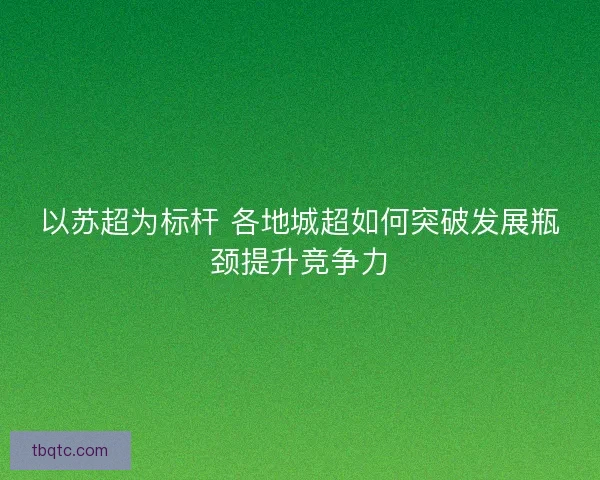 以苏超为标杆 各地城超如何突破发展瓶颈提升竞争力